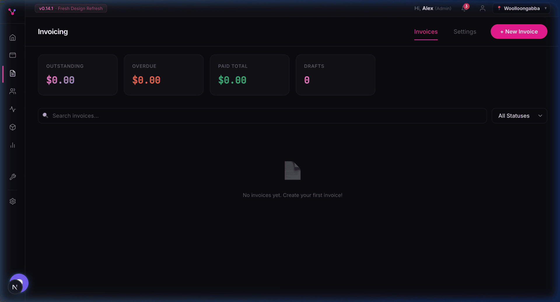 GraphRetail invoicing dashboard — tax invoices, email delivery, and payment tracking